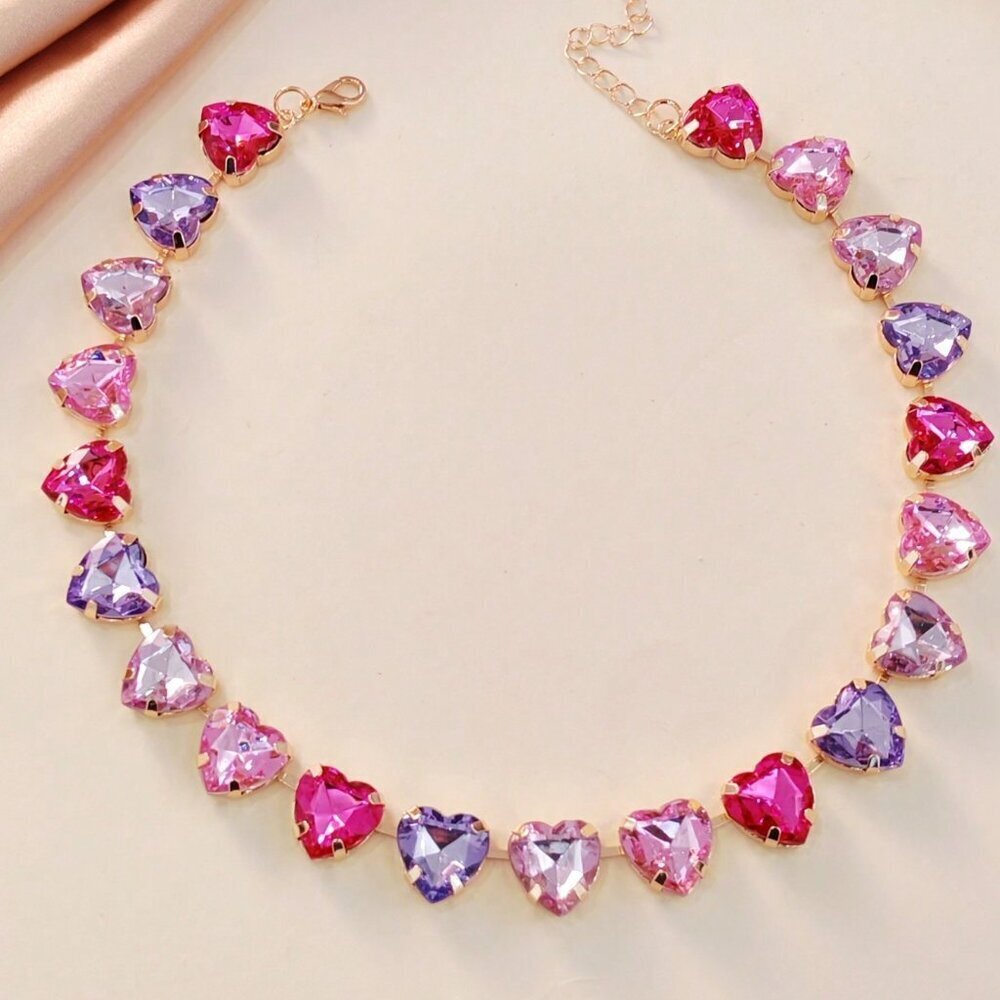 Multi-Color Ombre Heart Elegant Necklace